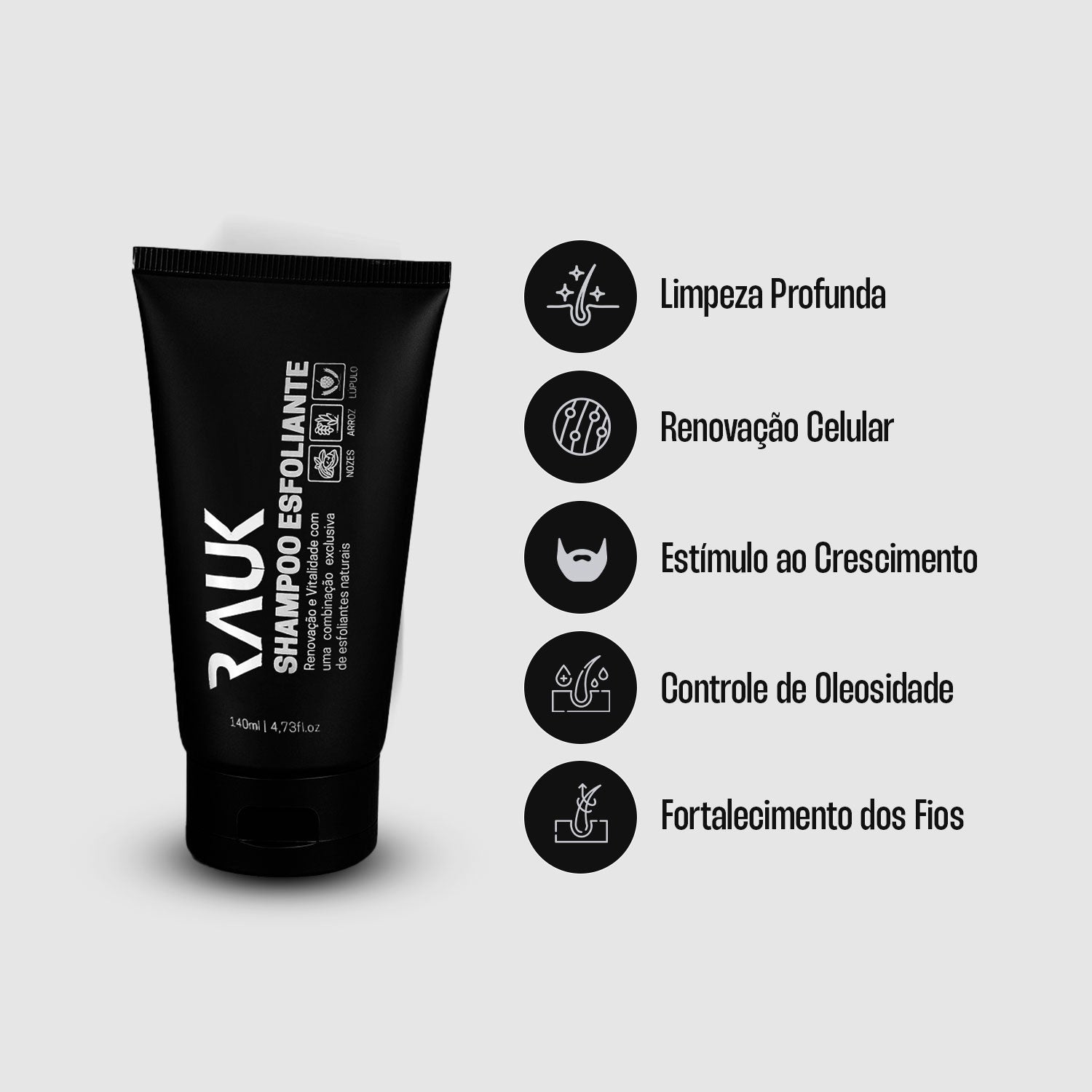 Shampoo para Barba Esfoliante Rauk - 140ml