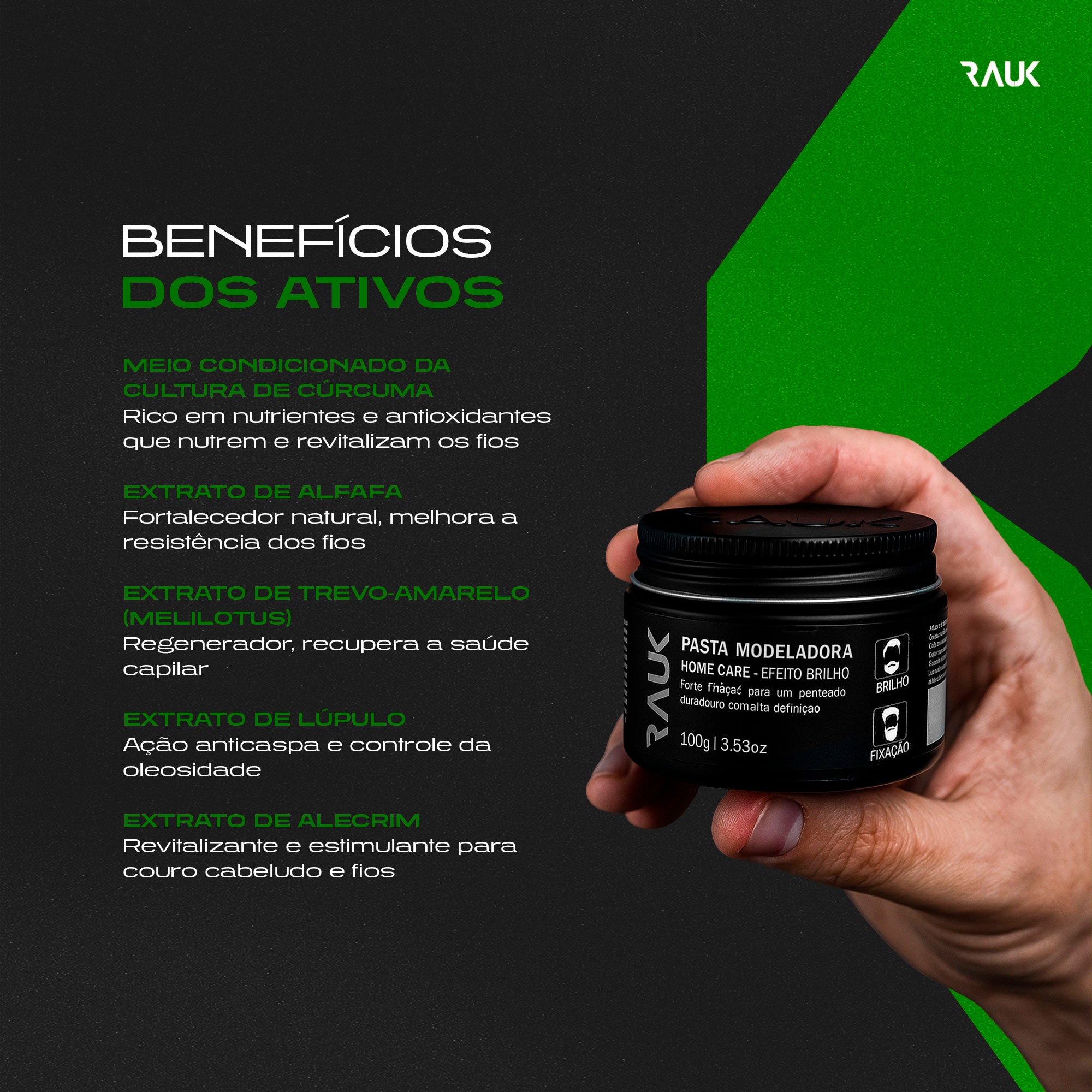 Pasta Modeladora Efeito Brilho Home Care Rauk - 100g