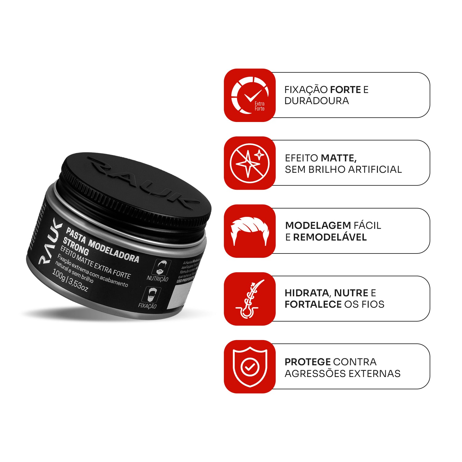 Pasta Modeladora Strong Rauk - 100g