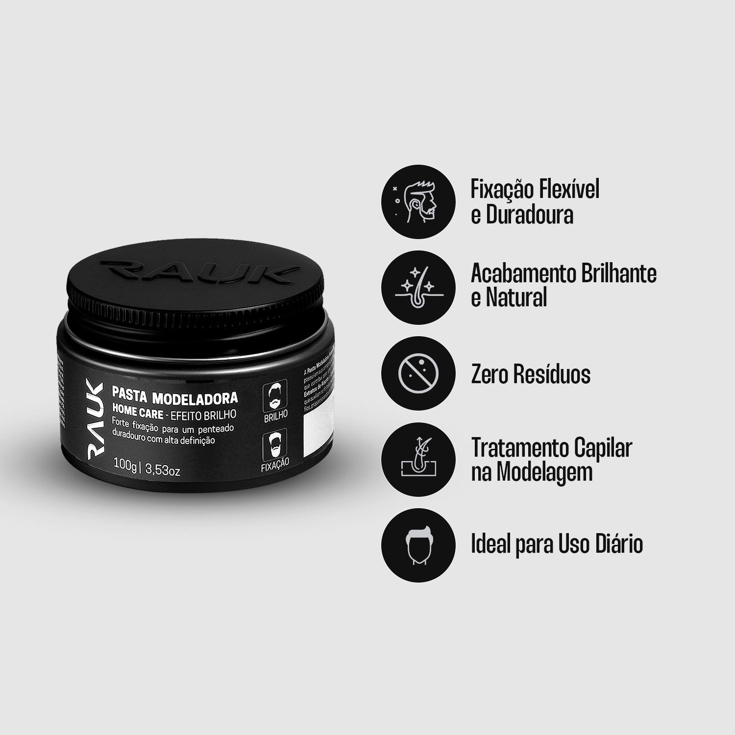 Pasta Modeladora Efeito Brilho Home Care Rauk - 100g