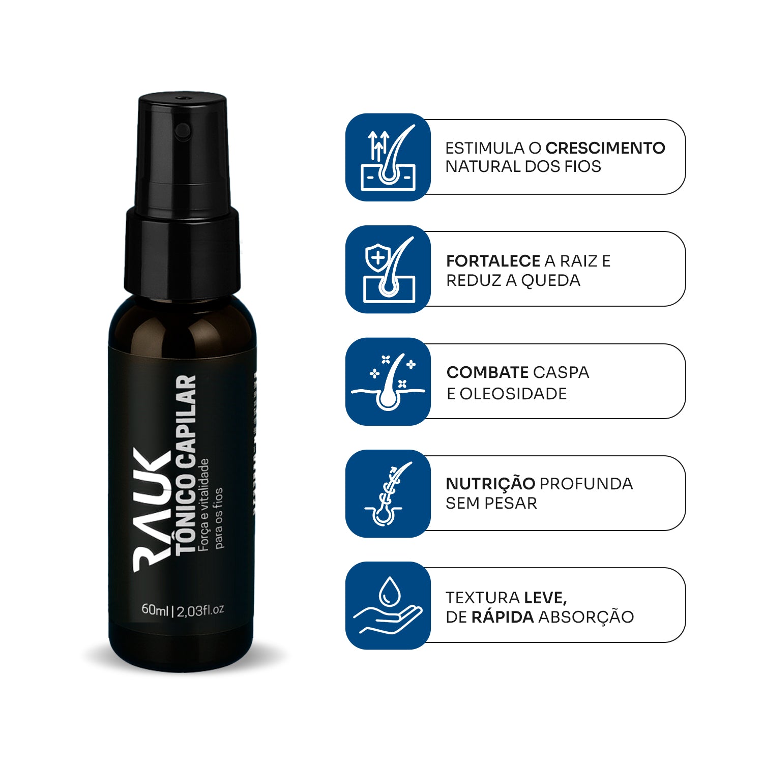 Tônico Fortalecedor para Barba e Cabelo Rauk - 60ml